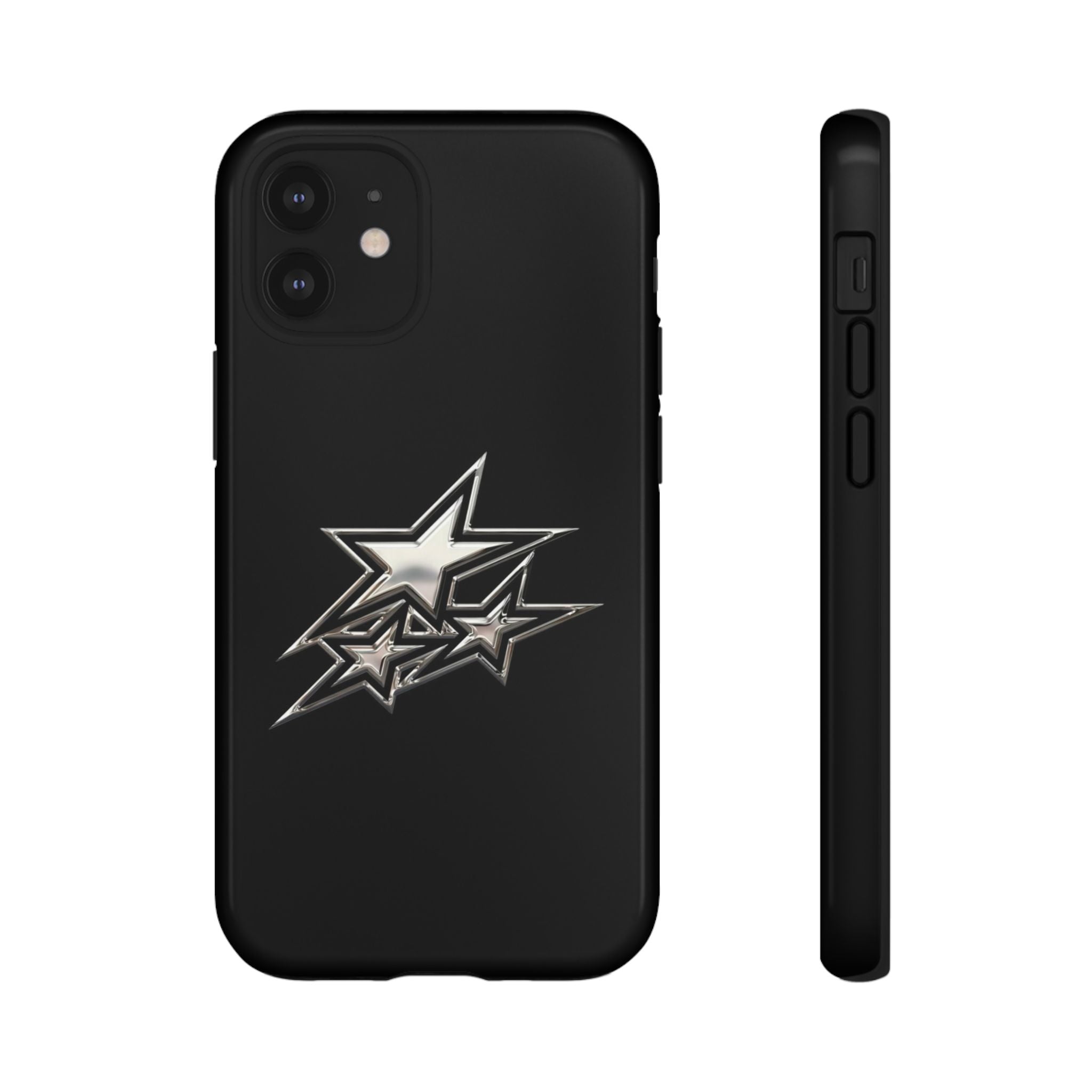 Starburst Tough Phone Case — Protective Black Gloss Case with Metallic Stars Design