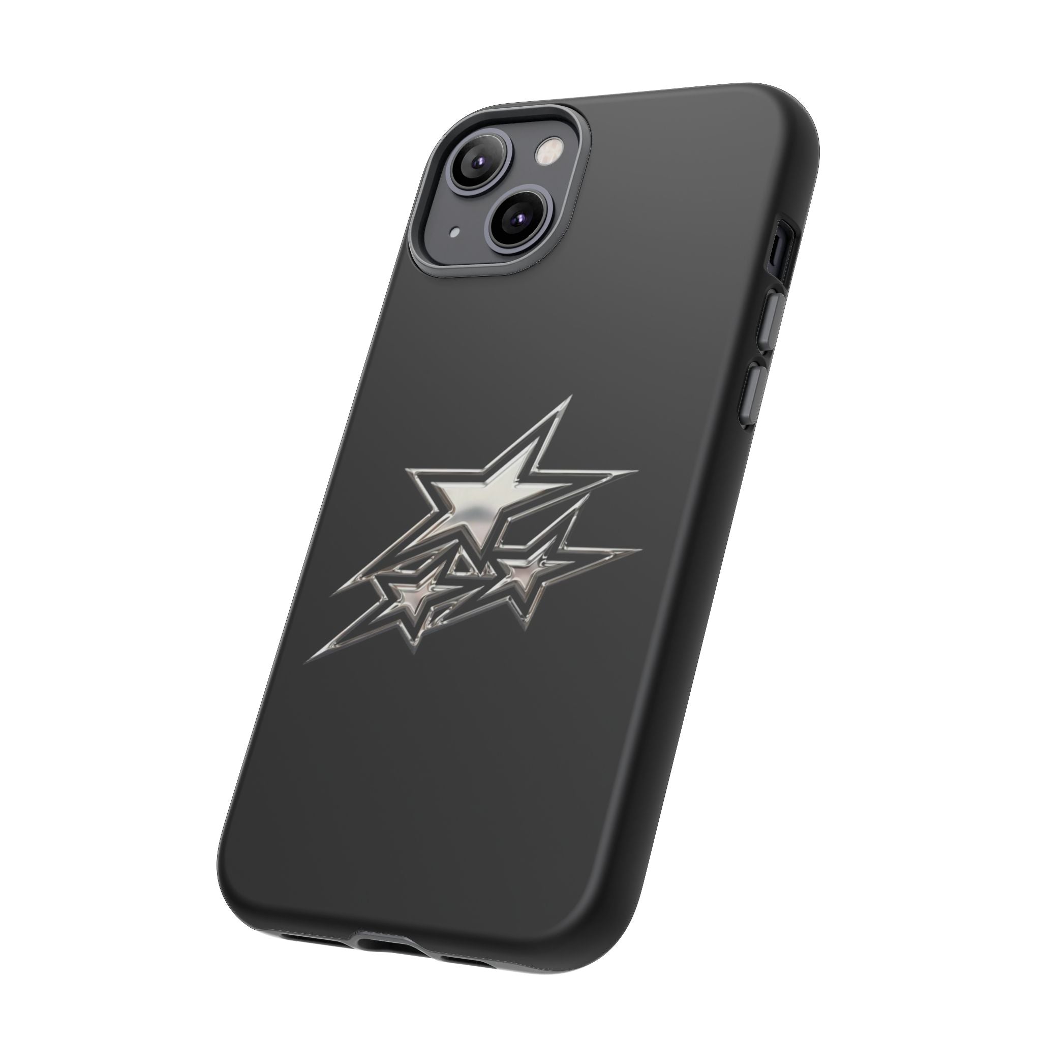 Starburst Tough Phone Case — Protective Black Gloss Case with Metallic Stars Design