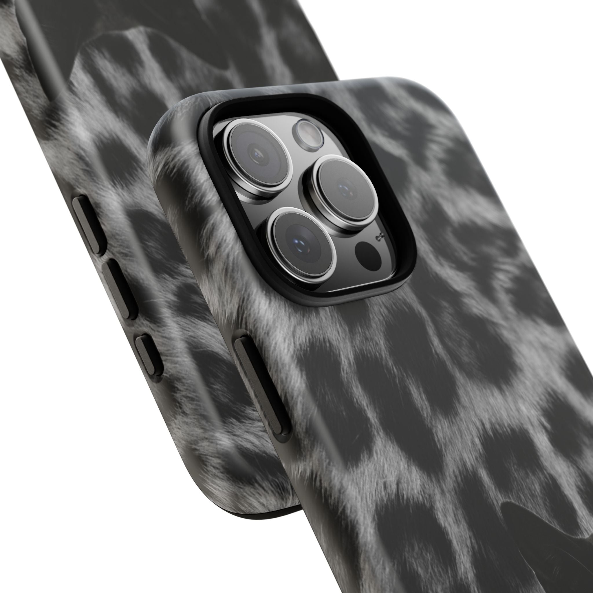 Cat Leopard Phone Case — Black Cat with Pearl Necklace, Chic Animal Print Protective Cover