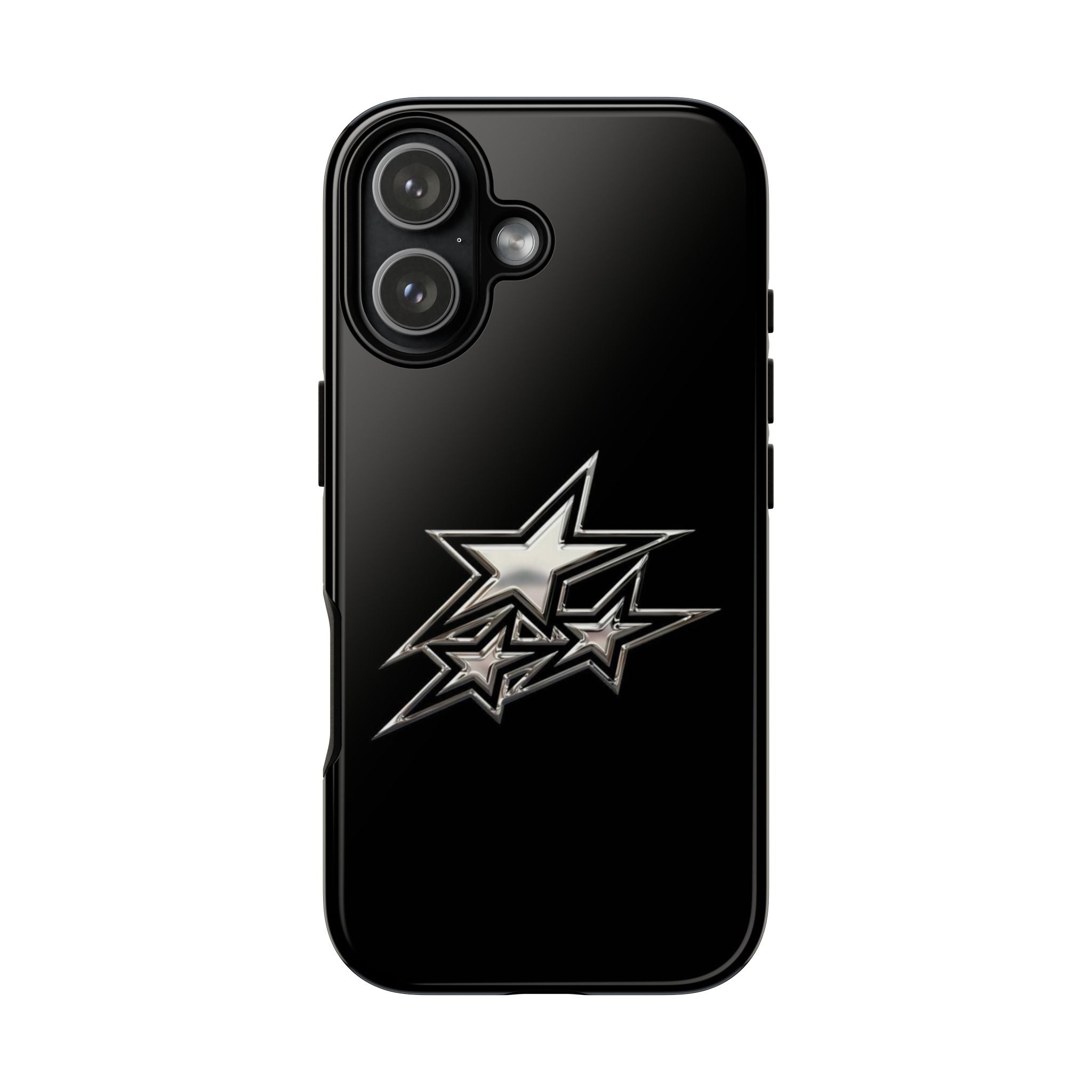 Starburst Tough Phone Case — Protective Black Gloss Case with Metallic Stars Design
