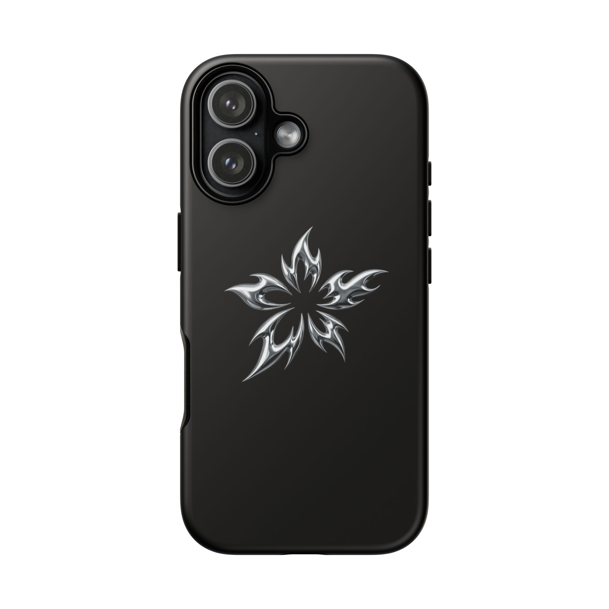 Black Tough Phone Case with White Tribal Floral Star Design