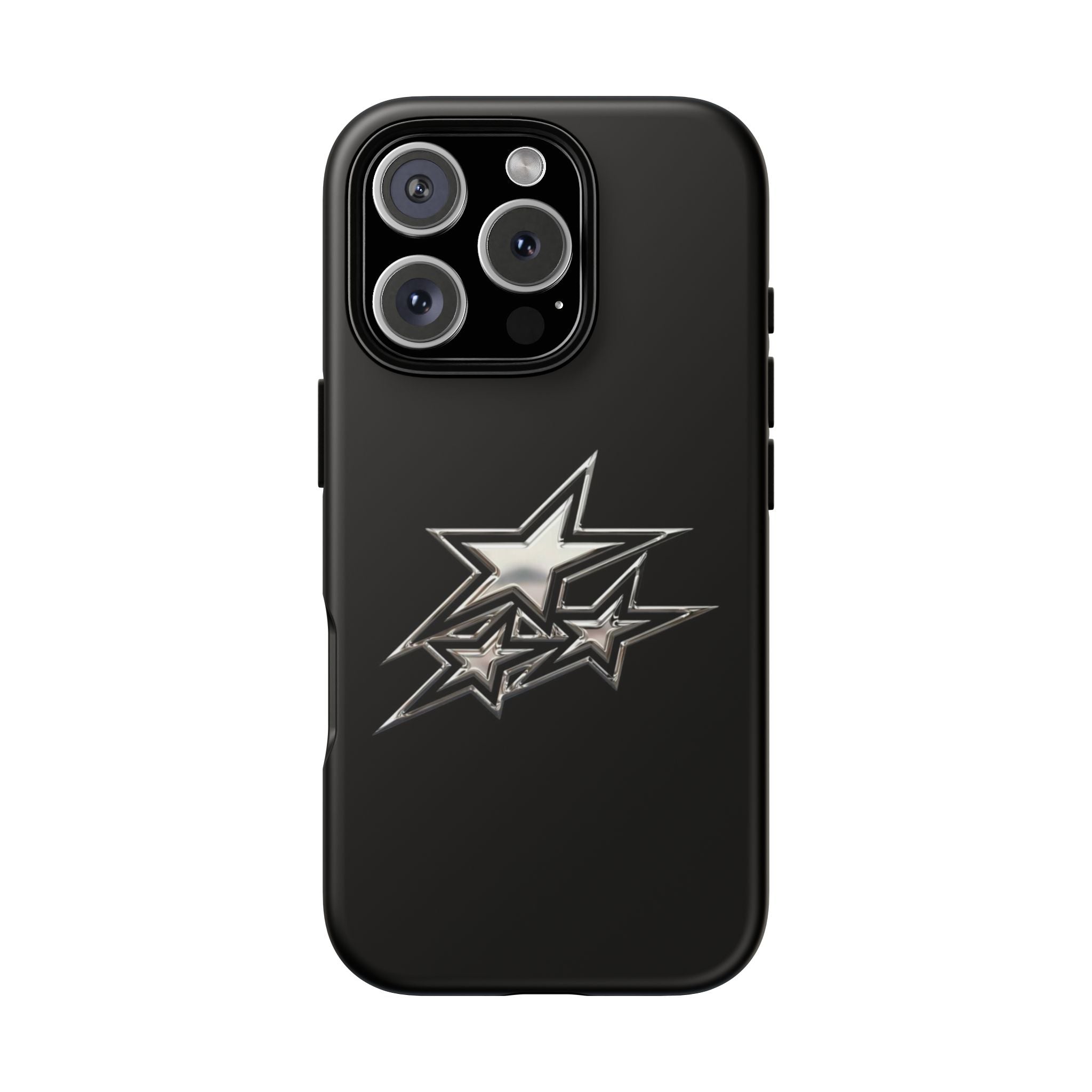 Starburst Tough Phone Case — Protective Black Gloss Case with Metallic Stars Design