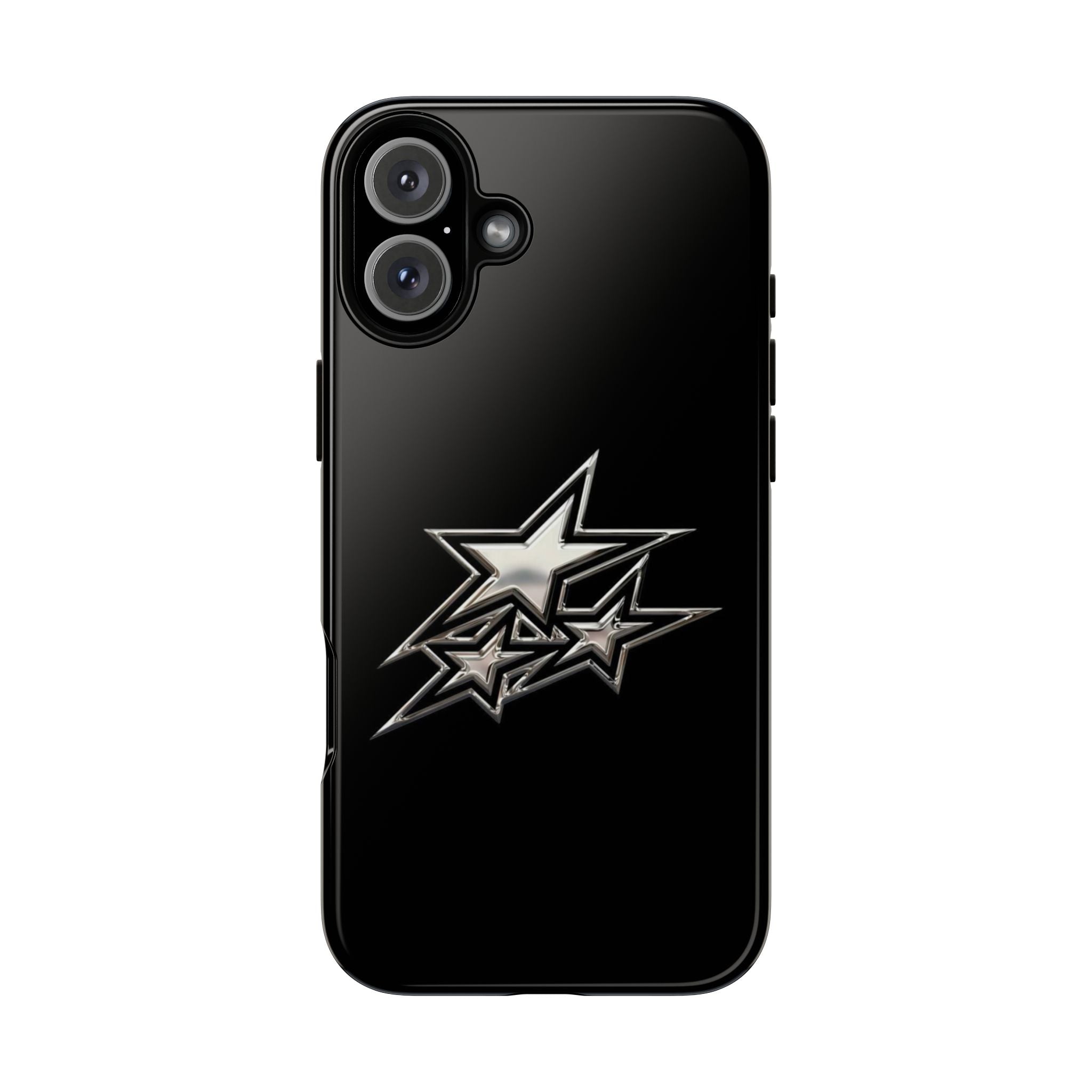 Starburst Tough Phone Case — Protective Black Gloss Case with Metallic Stars Design