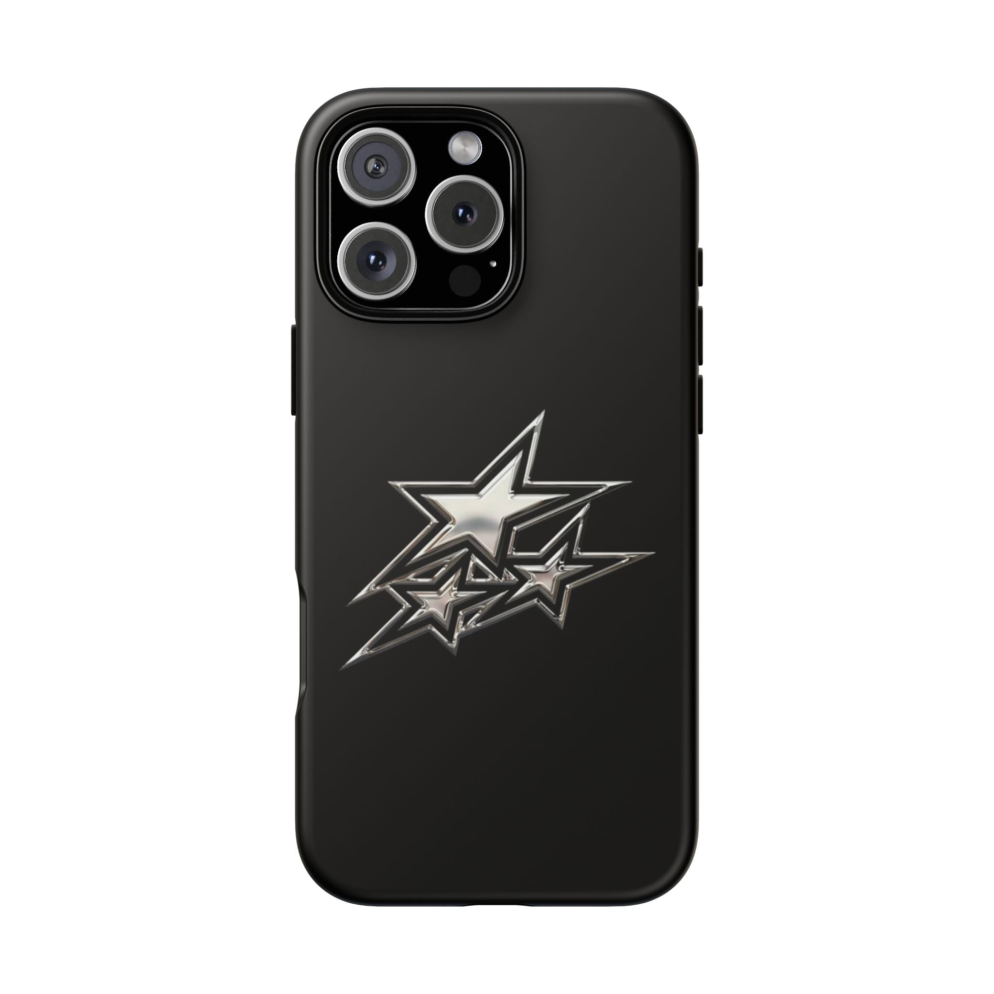 Starburst Tough Phone Case — Protective Black Gloss Case with Metallic Stars Design