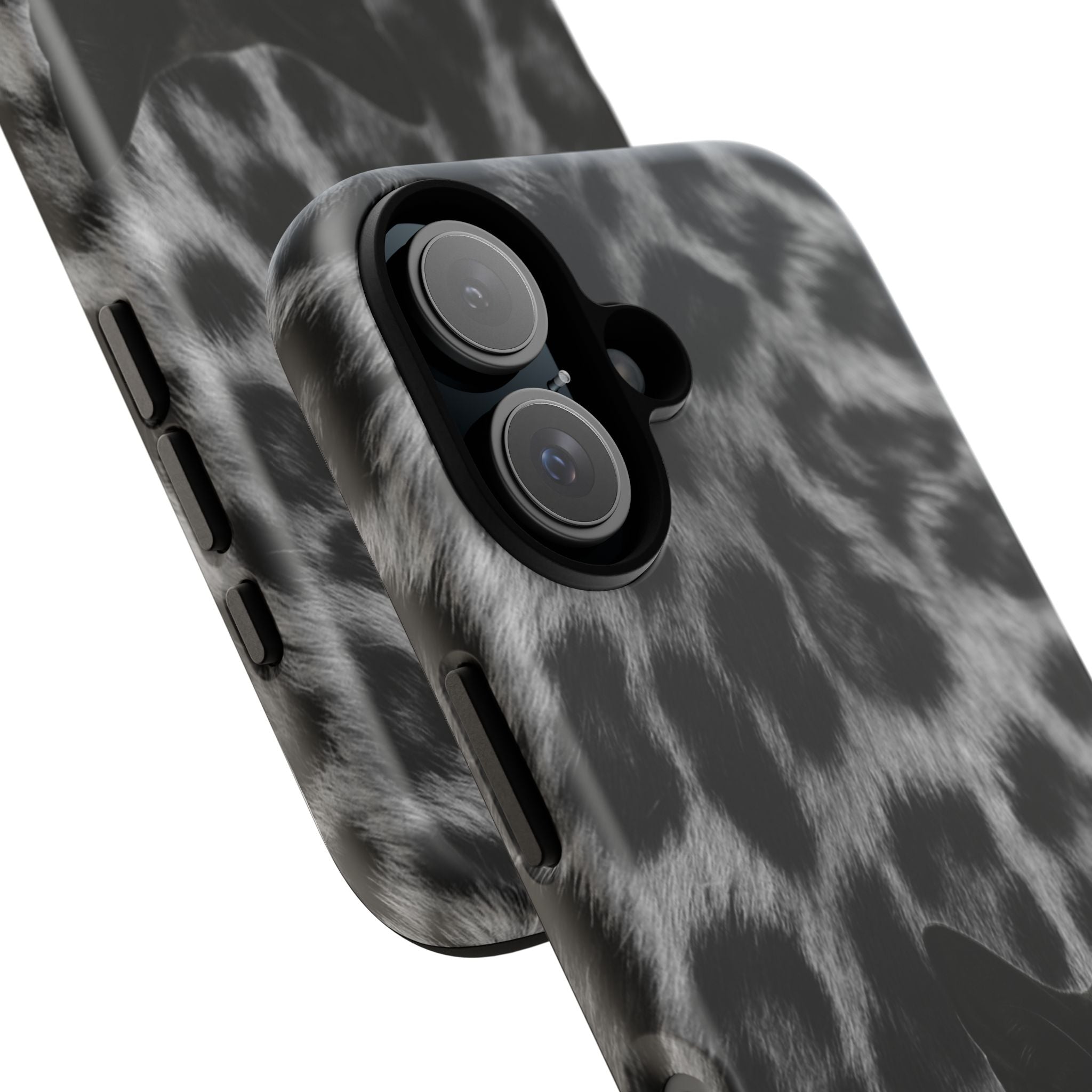 Cat Leopard Phone Case — Black Cat with Pearl Necklace, Chic Animal Print Protective Cover