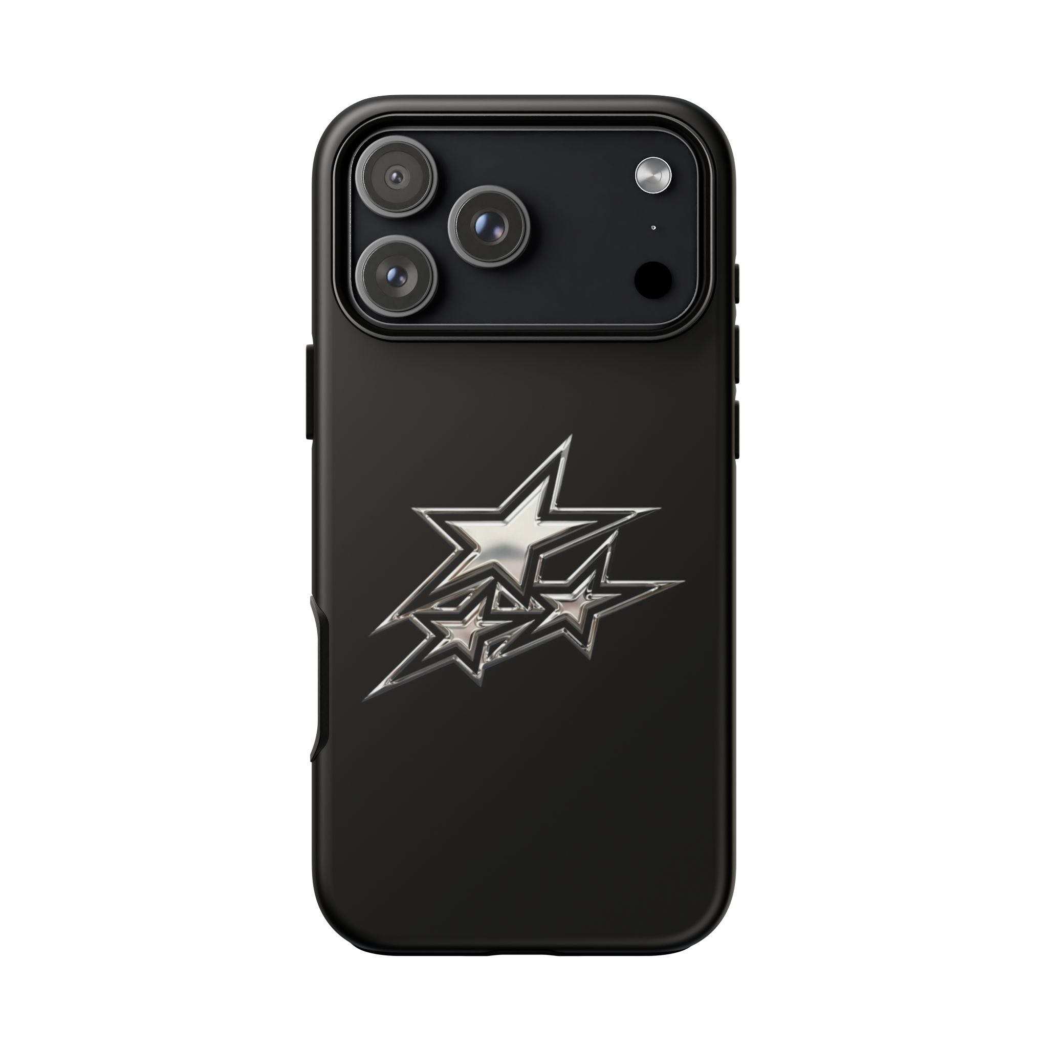 Starburst Tough Phone Case — Protective Black Gloss Case with Metallic Stars Design