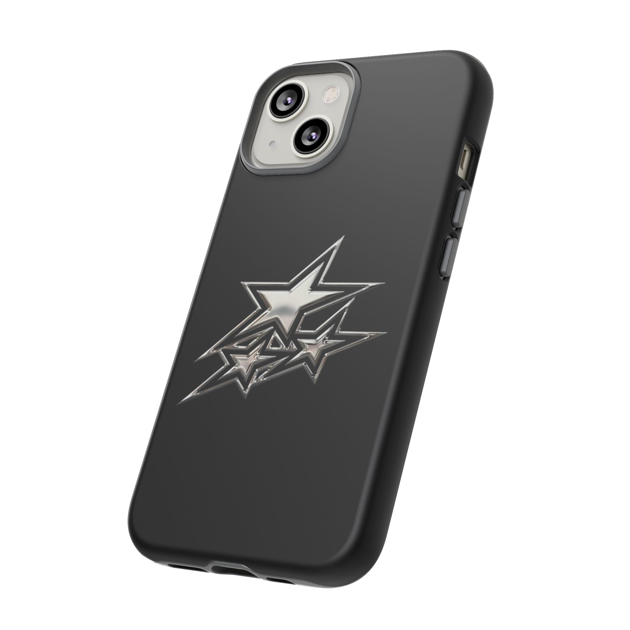 Starburst Tough Phone Case — Protective Black Gloss Case with Metallic Stars Design
