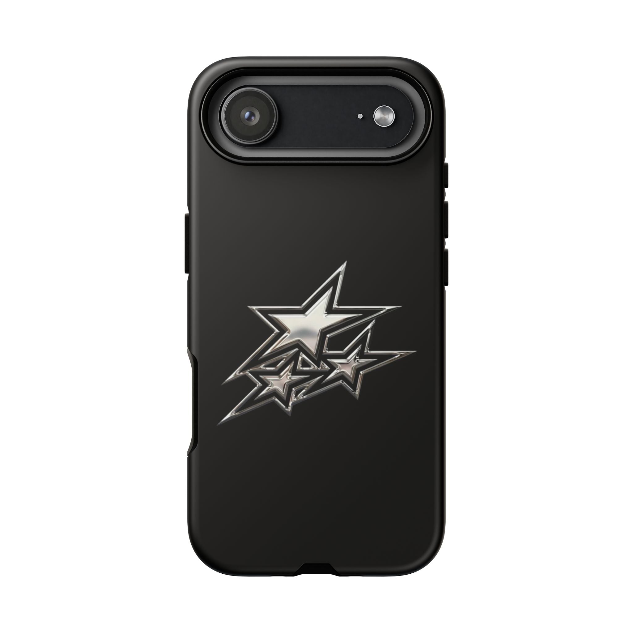 Starburst Tough Phone Case — Protective Black Gloss Case with Metallic Stars Design