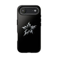 Black Tough Phone Case with White Tribal Floral Star Design