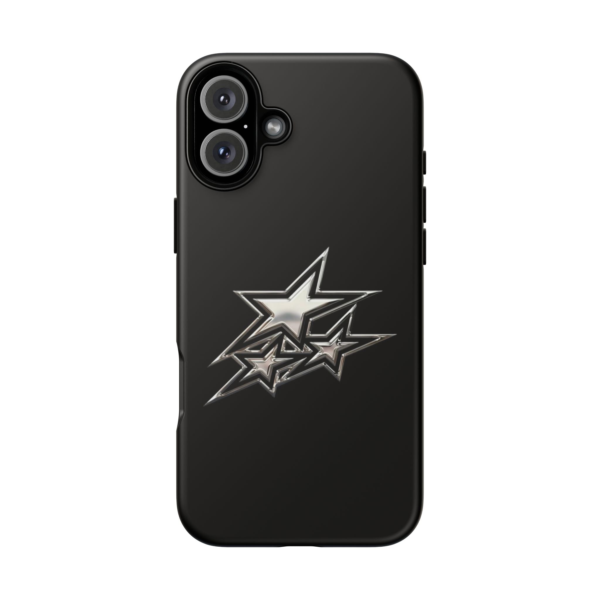 Starburst Tough Phone Case — Protective Black Gloss Case with Metallic Stars Design