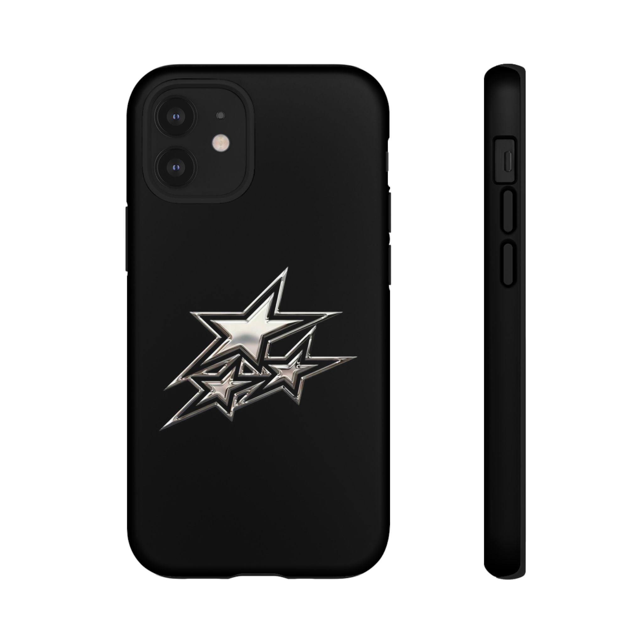 Starburst Tough Phone Case — Protective Black Gloss Case with Metallic Stars Design