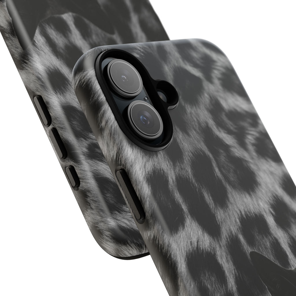 Cat Leopard Phone Case — Black Cat with Pearl Necklace, Chic Animal Print Protective Cover