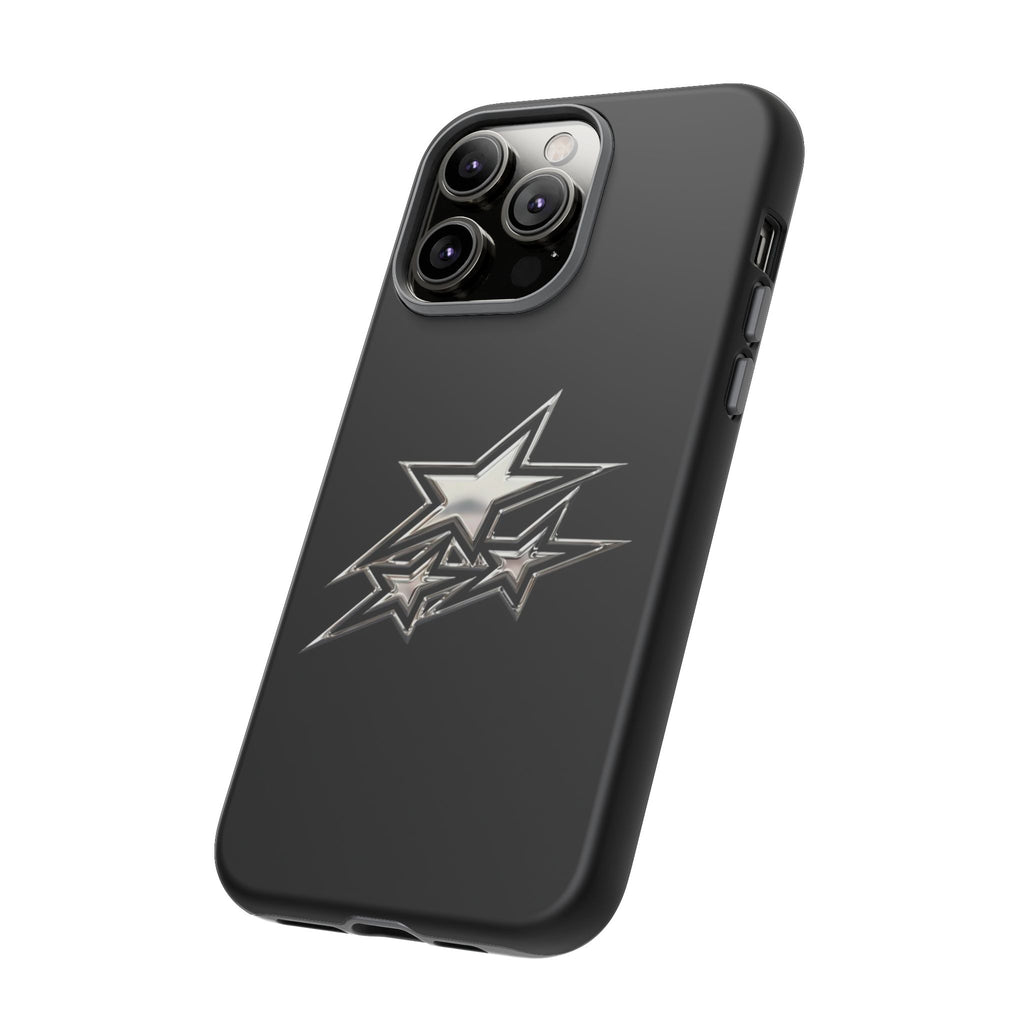 Starburst Tough Phone Case — Protective Black Gloss Case with Metallic Stars Design