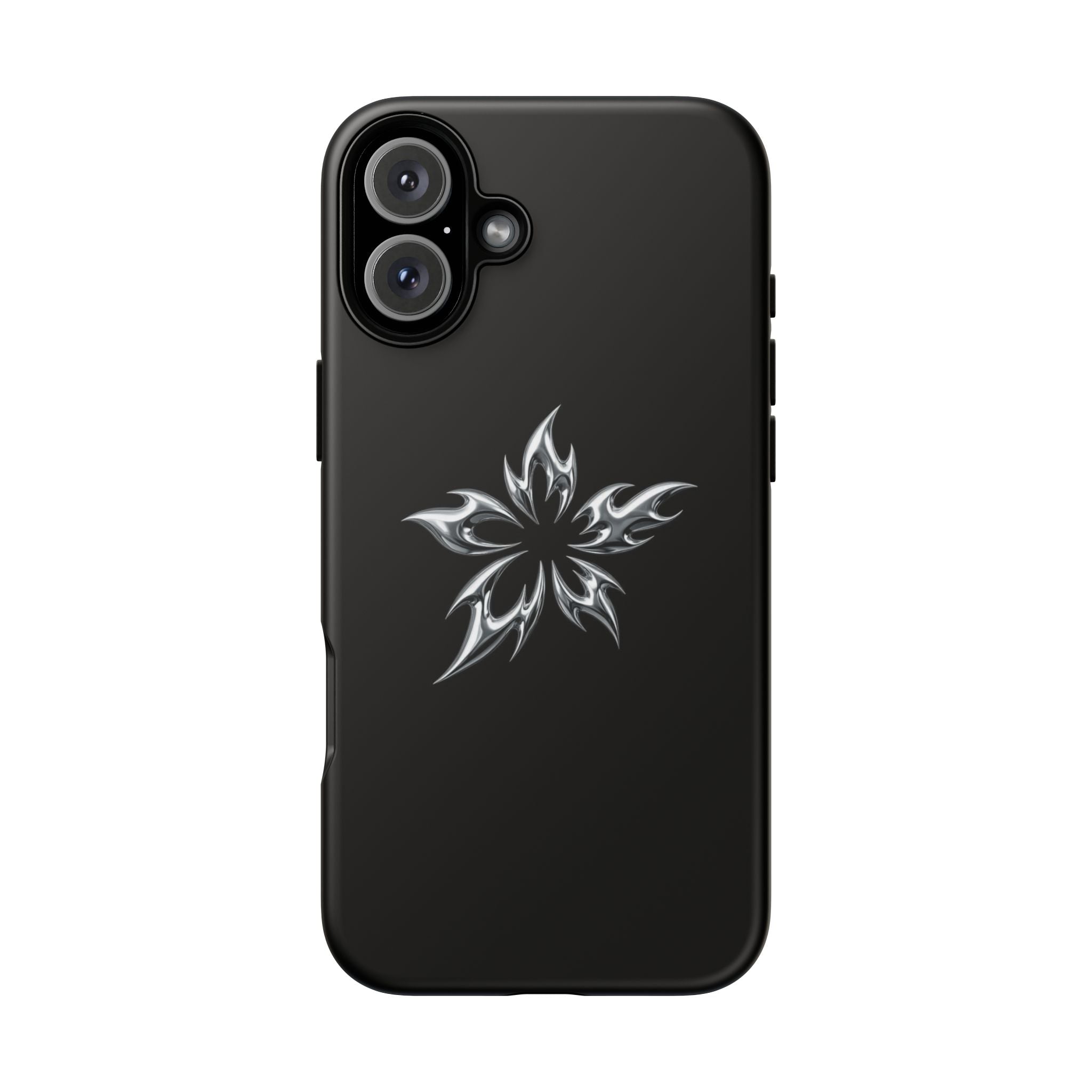 Black Tough Phone Case with White Tribal Floral Star Design