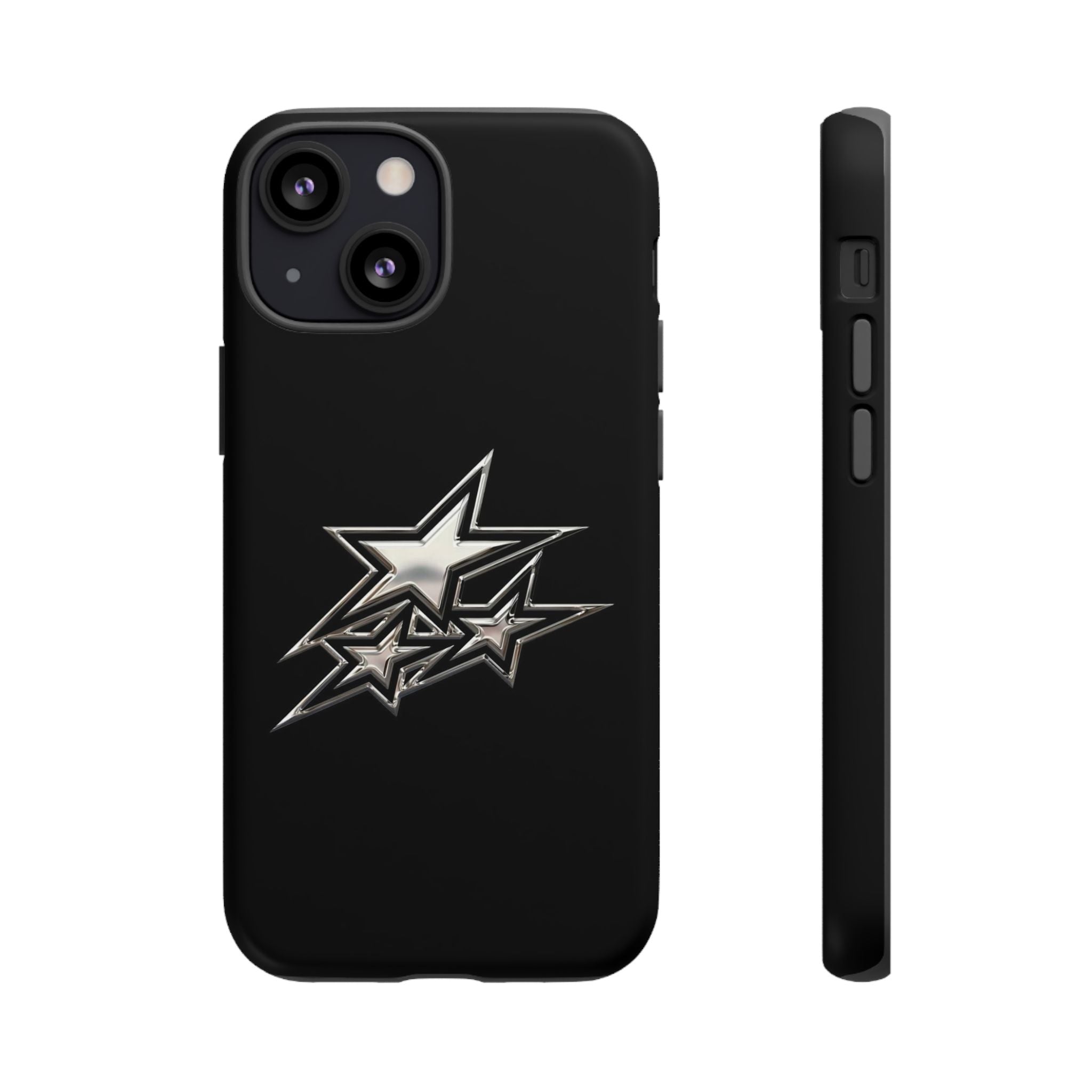 Starburst Tough Phone Case — Protective Black Gloss Case with Metallic Stars Design